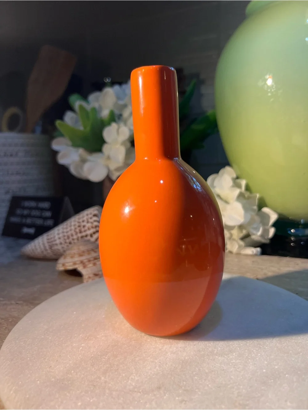 Orange Ceramic Bud Vase - Minimalist Accent
